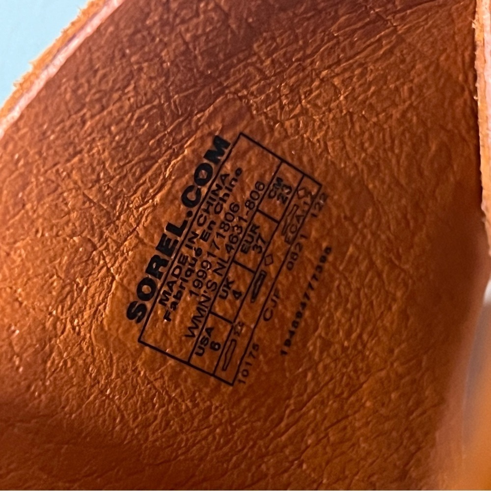Sorel Cameron Desert Sun/Gum Women's Suede Flatform Mules - Picture 5 of 8